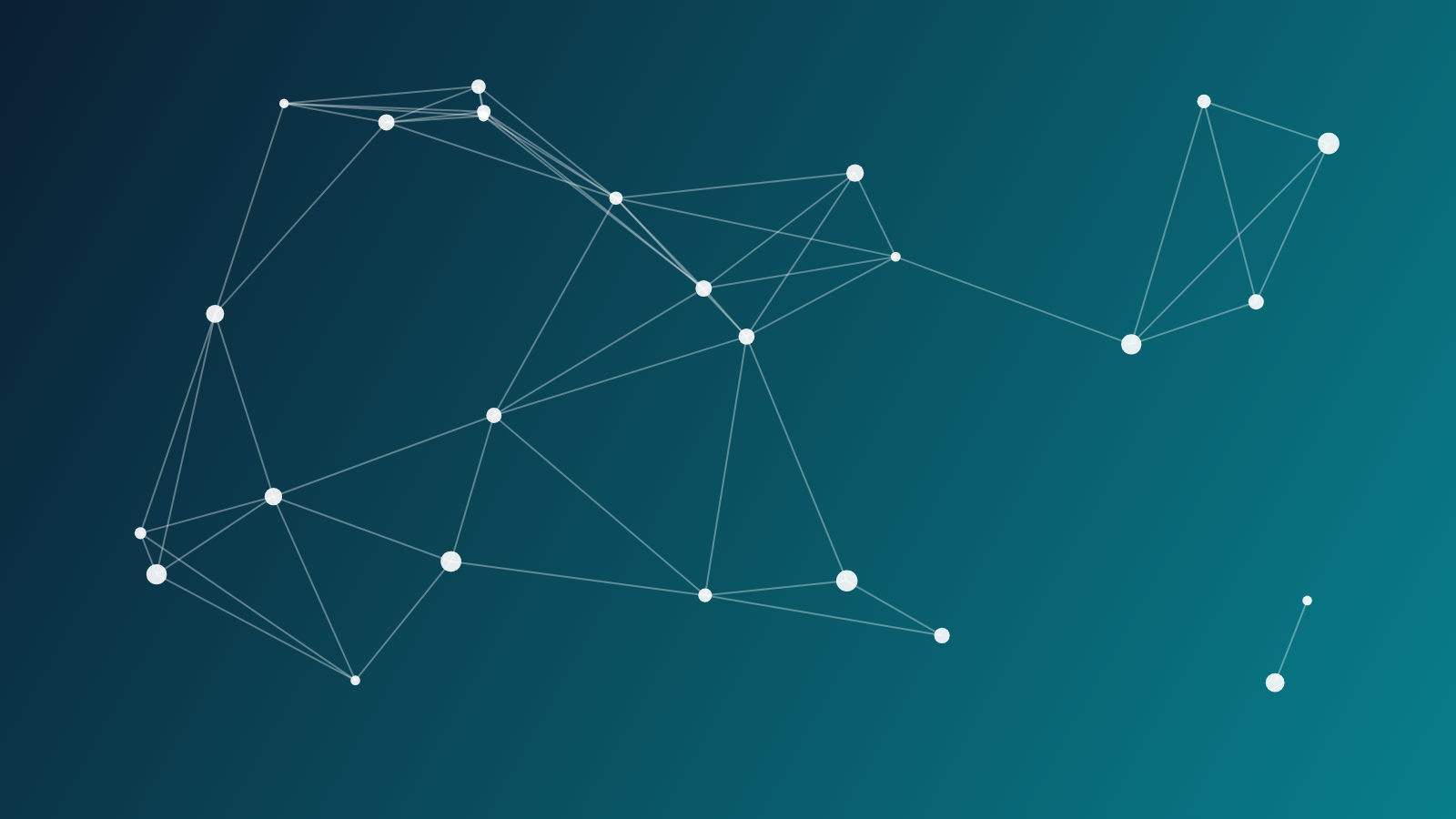 Abstract network of connected data nodes on a navy-to-teal gradient (synthetic test illustration)